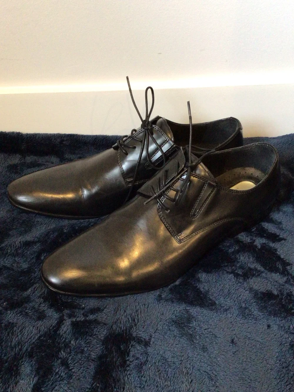 Kenneth Cole Black Leather Lace-Up Oxford Dress Shoes